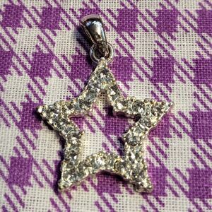 Twinkle Twinkle Little Silver White Austrian Crystal Star Pendant